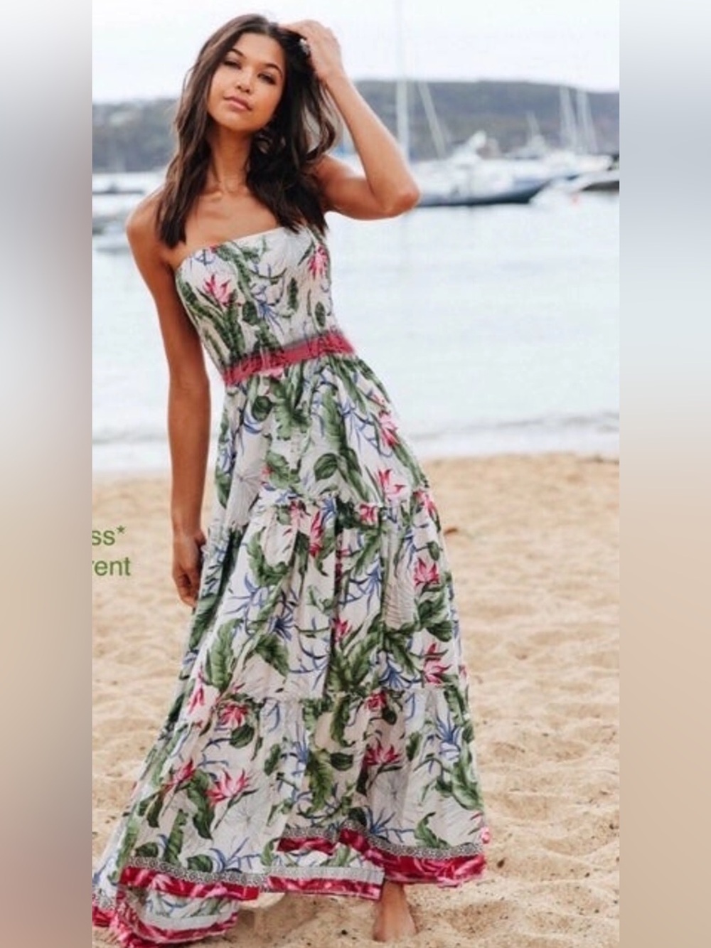 JAASE |Tropical Floral Smocked Top Tiered Maxi Dress